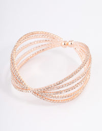 Rose Gold Triple Row Fan Crisscross Cuff Bangle - link has visual effect only