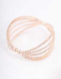 Rose Gold Triple Row Fan Crisscross Cuff Bangle - link has visual effect only