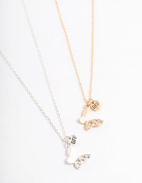 Diamante Butterfly Bestie Necklace Pack