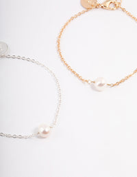 Gold & Silver Freshwater Pearl Bestie Bracelet Pack - link has visual effect only