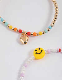 Gold Rainbow Smiley Bracelet Pack - link has visual effect only