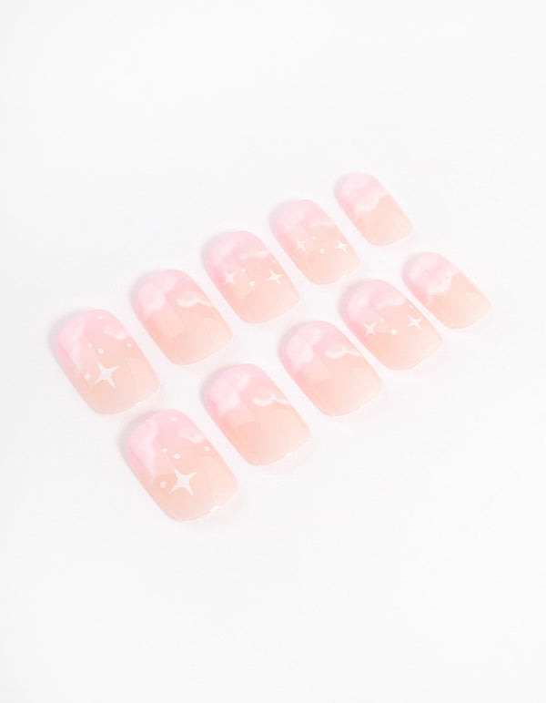 Tweens Pink Star & Cloud Press On Nails