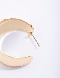 Gold Plated Brass Wide Hammered Hoop Earrings - link has visual effect only