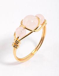 Gold Plated Wrapped Triple Stone Ring - link has visual effect only