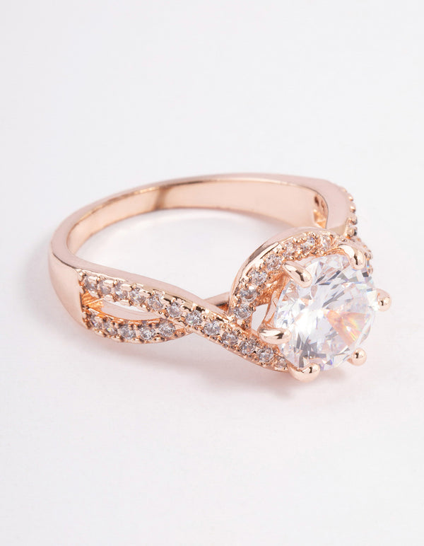 Rose Gold Round Infinity Halo Ring