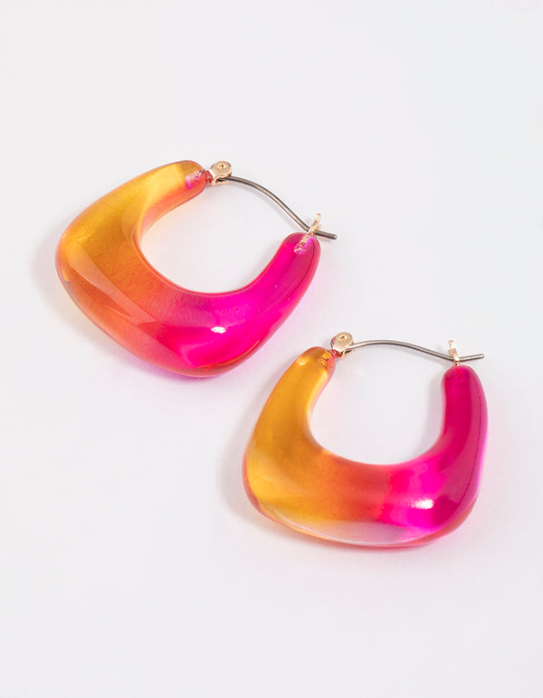 Plastic Square Ombre Hoop Earrings