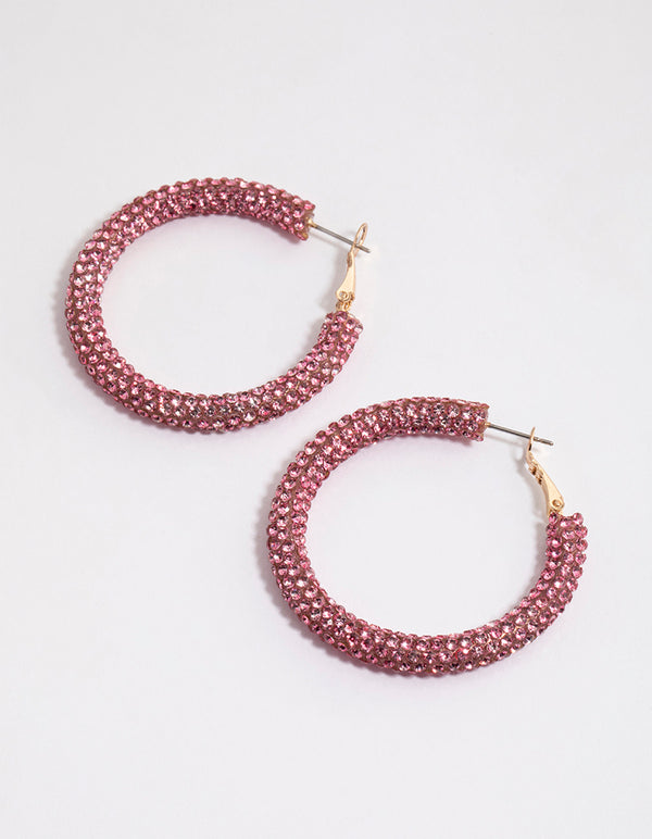 Coated Crystal Wrapped Hoop Earrings