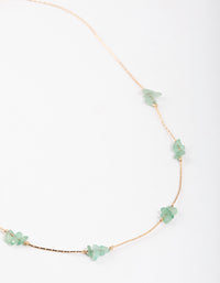 Gold Green Aventurine Mini Station Dainty Necklace - link has visual effect only