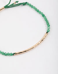 Gold Green Aventurine Facet Beaded Toggle Bracelet - link has visual effect only