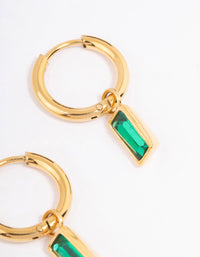 Waterproof  Gold Plated Stainless Steel Classic Baguette Huggie Earrings - link has visual effect only