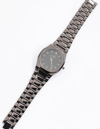 Coated Black Chunky Hexagon Link Watch - link has visual effect only