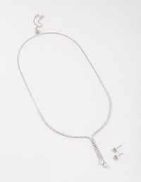 Rhodium Cup Chain Y-Neck Jewellery Set - link has visual effect only