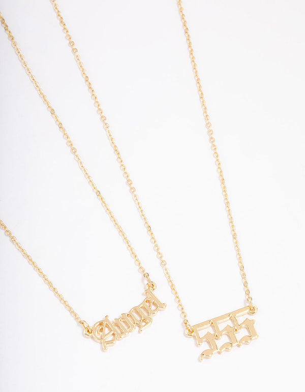 Gold Plated Angel Number '555' Layered Necklace