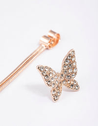 Rose Gold Diamante Butterfly Sandwich Drop Earrings - link has visual effect only