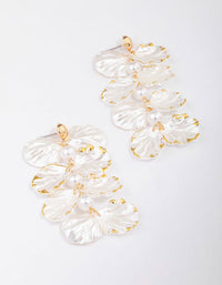 Gold Pearlised Petal Drop Earrings - link has visual effect only