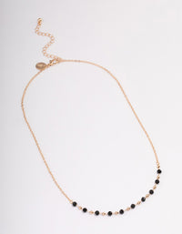 Gold Black Beaded Necklace - link has visual effect only