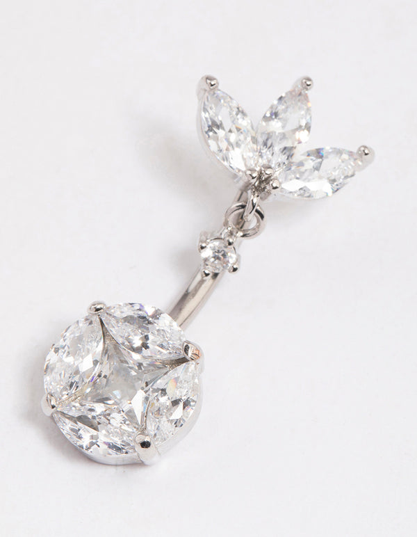 Surgical Steel Cubic Zirconia Triangular Fan Belly Ring