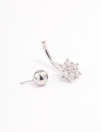 Surgical Steel Cubic Zirconia Flower Claw Belly Ring - link has visual effect only