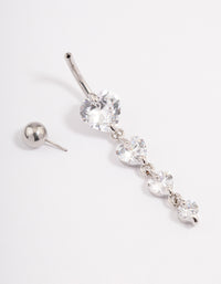 Surgical Steel Cubic Zirconia Heart Belly Ring - link has visual effect only