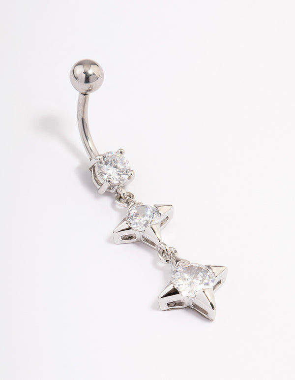 Surgical Steel Cubic Zirconia Star Drop Belly Ring