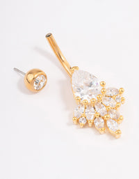 Gold Plated Surgical Steel Cubic Zirconia Pear Fan Belly Ring - link has visual effect only