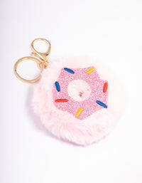 Kids Pink Fabric Donut Key Ring - link has visual effect only