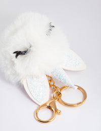 Kids Unicorn Pom Pom Key Ring - link has visual effect only