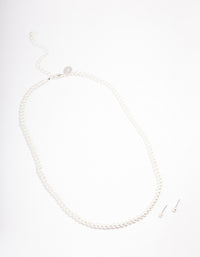 Silver Basic Pearl Strand Jewellery Set - link has visual effect only