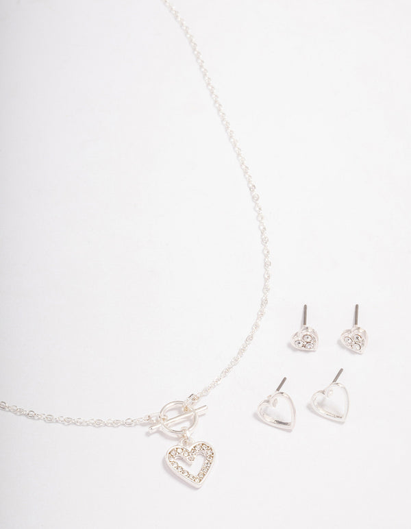 Silver T&O Heart Jewellery Set