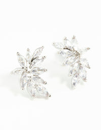 Rhodium Cubic Zirconia Navette Mini Stud Earrings - link has visual effect only