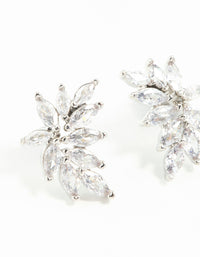 Rhodium Cubic Zirconia Navette Mini Stud Earrings - link has visual effect only