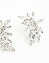 Rhodium Cubic Zirconia Navette Mini Stud Earrings - link has visual effect only