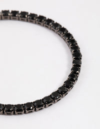 Gunmetal Cubic Zirconia Round Cup Chain Bracelet - link has visual effect only