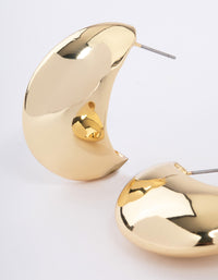 Gold Plated Point Bold Wide Huggie Earrings - link has visual effect only