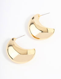 Gold Plated Point Bold Wide Huggie Earrings - link has visual effect only