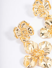 Gold Plated Double Gradual Flower Drop Earrings - link has visual effect only