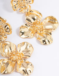 Gold Plated Double Gradual Flower Drop Earrings - link has visual effect only