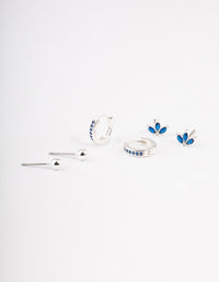 Silver Plated Cubic Zirconia Marquise Stud & Huggie Earrings Pack - link has visual effect only