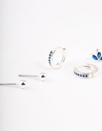 Silver Plated Cubic Zirconia Marquise Stud & Huggie Earrings Pack - link has visual effect only