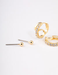 Gold Plated Cubic Zirconia Double Hoop Earrings Pack - link has visual effect only