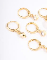 Gold Plated Pearl Drop Earrings Pack - link has visual effect only