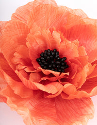 Coral Fabric Large Poppy Flower Corsage - link has visual effect only