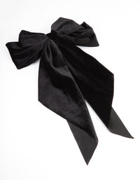 Black Fabric Velvet Drop Bow Clip - link has visual effect only