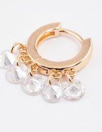 Gold Cubic Zirconia Droplet Huggie Hoop Earrings - link has visual effect only