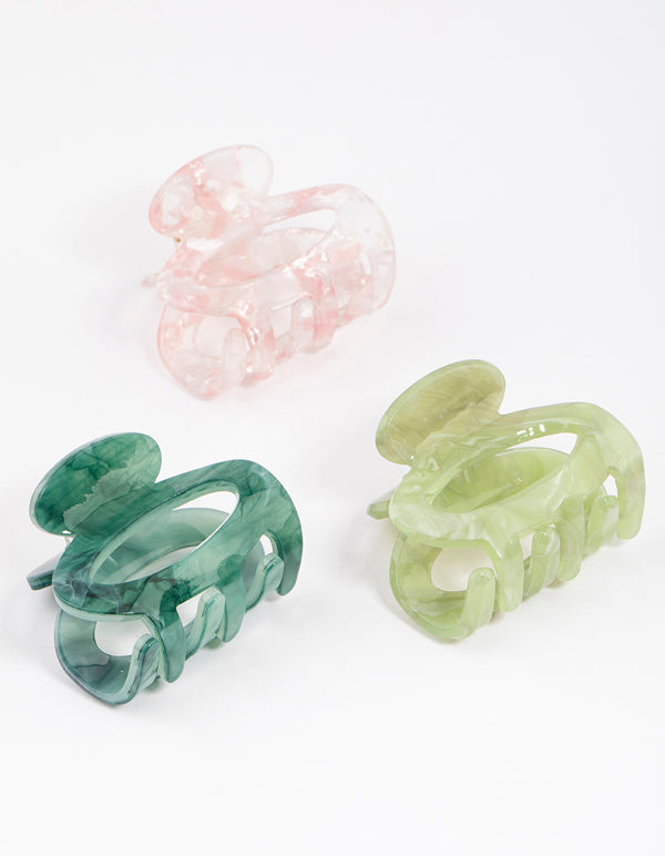 Green Acrylic Mini Oval Claw Clip Pack