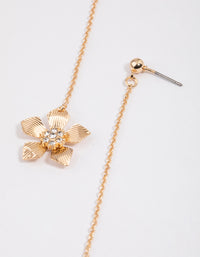 Gold Flower Chain Drop Earrings - link has visual effect only