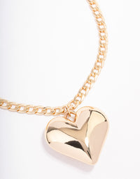 Gold Puffy Heart Short Necklace - link has visual effect only