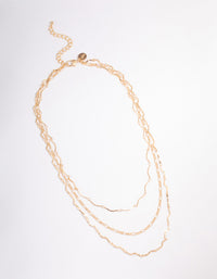 Gold Triple Layered Wave Chain Necklace - link has visual effect only