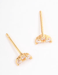 Gold Plated Sterling Silver Cubic Zirconia Classic Trio Earrings - link has visual effect only