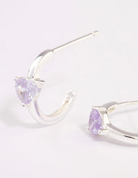 Sterling Silver Amethyst Heart Hoop Earrings - link has visual effect only